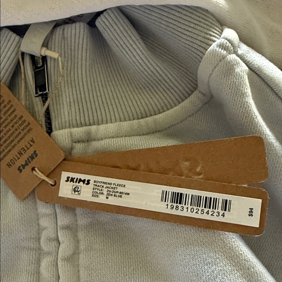 Skims Boyfriend Fleece Track Jacket Zen Blue • NWT • Size M (Dep) - Picture 5 of 5